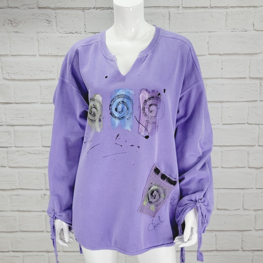 Kunky's Hand Painted Sweatshirt  "Swirl" Size:XL NWOT!